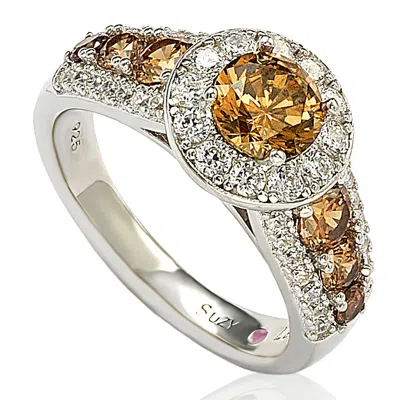 SUZY LEVIAN STERLING SILVER 3 3/5CT TGW PINK SAPPHIRE AND DIAMOND ACCENT ENGAGEMENT RING