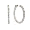 Suzy Levian Pave Cz Hoop Earrings In White