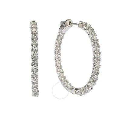 Suzy Levian Sterling Silver & White Cubic Zirconia Crossing Hoop Earrings