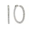 Suzy Levian Pave Cz Hoop Earrings In Silver