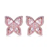 Suzy Levian Cubic Zirconia Butterfly Stud Earrings In Pink