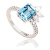 Suzy Levian Sterling Silver Aqua & White Cubic Zirconia Ring In Brown