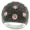 Suzy Levian Sterling Silver Black And Pink Cubic Zirconia Pave Oversized Dome Ring In Purple