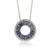 Suzy Levian Sterling Silver Blue And White Sapphire & Diamond Accent Double Circle Eternity Pendant In Blue