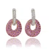 Suzy Levian Sterling Silver Blue & White Sapphire And Diamond Accent Double Oval Dangle Earrings In Pink