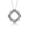 Suzy Levian Sterling Silver Blue & White Sapphire & Diamond Accent Whimsical Circle Pendant In Blue