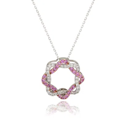 SUZY LEVIAN STERLING SILVER BLUE & WHITE SAPPHIRE & DIAMOND ACCENT WHIMSICAL CIRCLE PENDANT