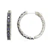 Suzy Levian Sterling Silver Pink Sapphire And Diamond Accent Hoop Earring In Blue
