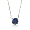 Suzy Levian Sterling Silver Blue Sapphire Solitaire Necklace In Blue
