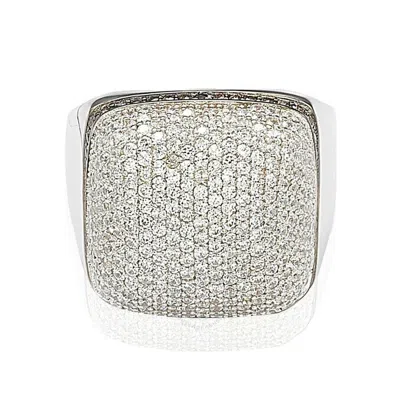 Suzy Levian Sterling Silver White Cz Golden Square Ring In Brown