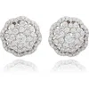Suzy Levian Sterling Silver Brown Cubic Zirconia Flower Stud Earrings In Silver