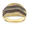 Suzy Levian Sterling Silver Brown Cubic Zirconia Gemstones Ring In Gold
