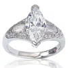 Suzy Levian Sterling Silver Brown Cubic Zirconia Marquise Ring In White