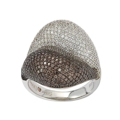 Suzy Levian Sterling Silver Brown Cubic Zirconia Micro Pave Ring