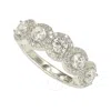 Suzy Levian Sterling Silver Cubic Zirconia 5-stone Halo Ring - In White