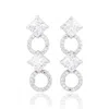 Suzy Levian Sterling Silver Cubic Zirconia Asscher-cut Circle Dangle Earrings In Metallic