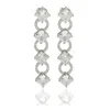 Suzy Levian Sterling Silver Cubic Zirconia Asscher-cut Circle Large Dangle Earrings In Metallic