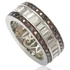 Suzy Levian Sterling Silver Cubic Zirconia Brown And White Baguette Eternity Band In Black