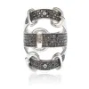 Suzy Levian Sterling Silver Cubic Zirconia Brown And White Buckle Ring