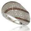 Suzy Levian Sterling Silver Cubic Zirconia Brown Brown Ring In Gold