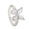 Suzy Levian Sterling Silver Cubic Zirconia Butterfly Ring In White