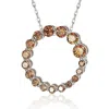 Suzy Levian Sterling Silver Cubic Zirconia Circle Journey Necklace In Brown