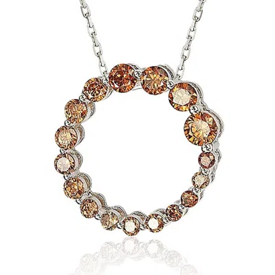 Suzy Levian Sterling Silver Cubic Zirconia Circle Journey Necklace In Brown