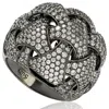 Suzy Levian Sterling Silver Cubic Zirconia Crossing Weaving Dome Ring In Silver