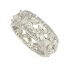 Suzy Levian Sterling Silver Cz Cutout Flower Ring In White