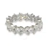 Suzy Levian Sterling Silver Cubic Zirconia Floral Eternity Band In White