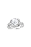 Suzy Levian Sterling Silver Cubic Zirconia Halo Pavé Band Engagement Ring