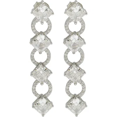 Suzy Levian Sterling Silver Cubic Zirconia Linear Drop Earrings