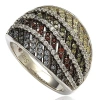 Suzy Levian Sterling Silver Cubic Zirconia Multi-color Pave Ring In Black