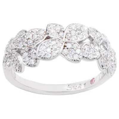 SUZY LEVIAN STERLING SILVER CUBIC ZIRCONIA MULTI FLOWER BAND RING