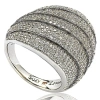 Suzy Levian Sterling Silver Cubic Zirconia Multi-level Curved Dome Ring In Silver