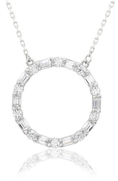 Suzy Levian Sterling Silver Cubic Zirconia Open Pendant Necklace In White