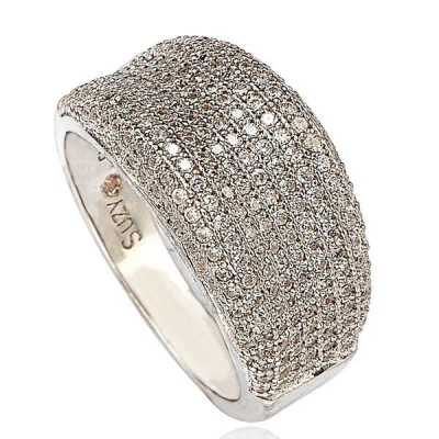 Suzy Levian Sterling Silver Cubic Zirconia Pave Anniversary Band Ring