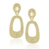 Suzy Levian Sterling Silver Cubic Zirconia Pave Golden Rose Earrings In Pink