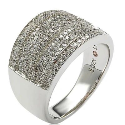 Suzy Levian Sterling Silver Cubic Zirconia Pave Ring In White