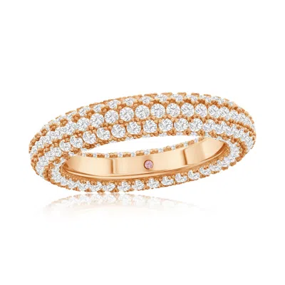 Suzy Levian Sterling Silver Cubic Zirconia Pave Round Eternity Band In Gold