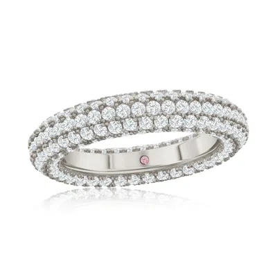 Suzy Levian Sterling Silver Cubic Zirconia Pave Round Eternity Band In Metallic