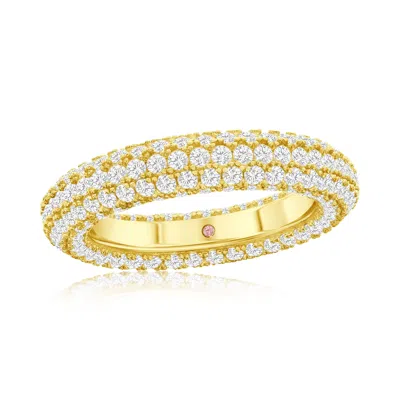 Suzy Levian Sterling Silver Cubic Zirconia Pave Round Eternity Band In Gold