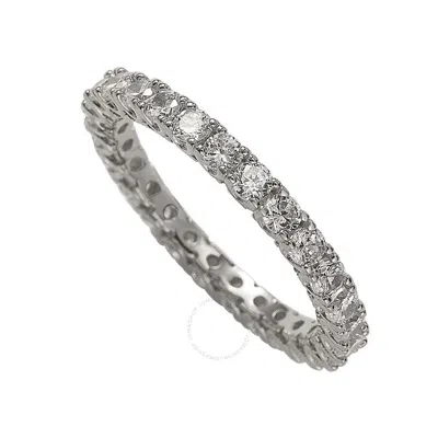 Suzy Levian Sterling Silver Cubic Zirconia Pave U Shape Setting Eternity Band In White