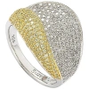 Suzy Levian Sterling Silver Cubic Zirconia Pave Yellow And White Curvy Ring