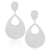 Suzy Levian Sterling Silver Cubic Zirconia Tear Drop Pave Earrings In White