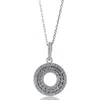 Suzy Levian Sterling Silver Cubic Zirconia White 3-row Circle Pendant In Silver