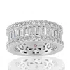 Suzy Levian Sterling Silver Cubic Zirconia White Baguette And Round Wide Eternity Band In White