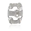 Suzy Levian Sterling Silver Cubic Zirconia White Buckle Ring