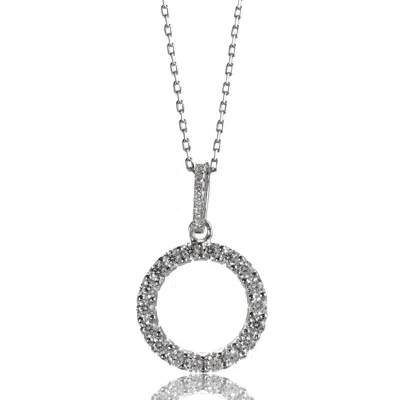 Suzy Levian Sterling Silver Cubic Zirconia White Circle Pendant