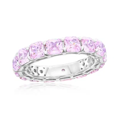 SUZY LEVIAN STERLING SILVER CUBIC ZIRCONIA WHITE CUSHION CUT ETERNITY BAND